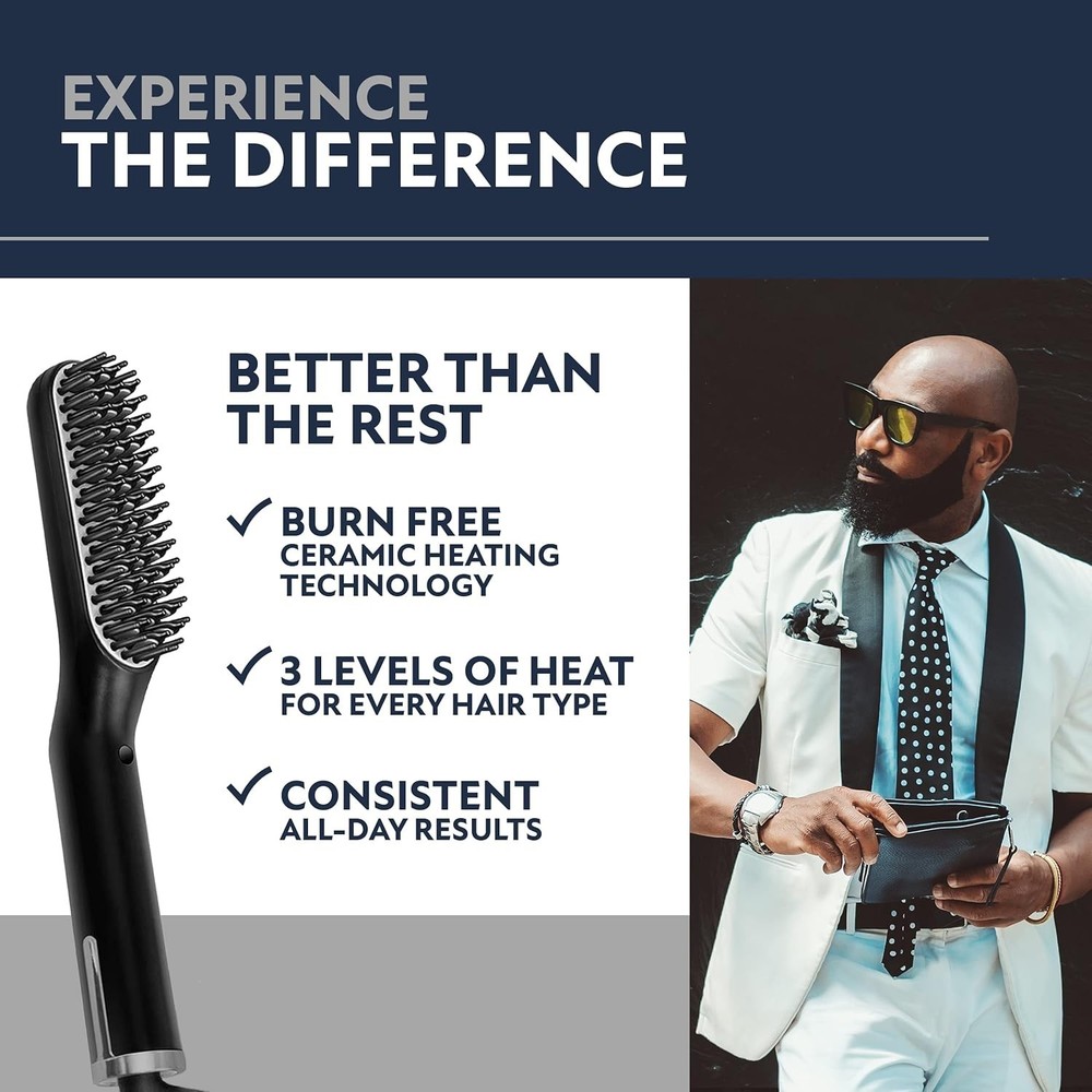 Stylish & Efficient Beard Straightener Brush - Perfect for Medium Length Beards