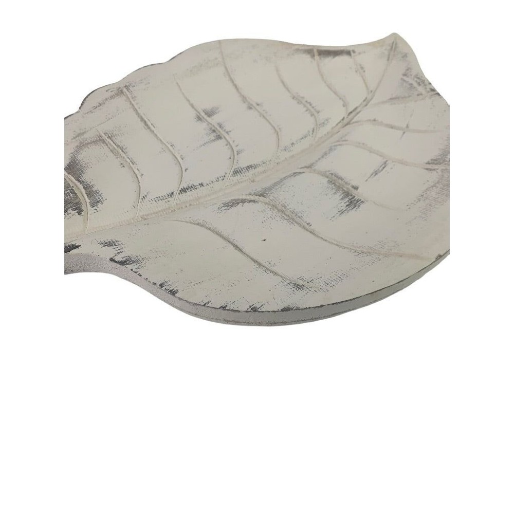 Shabby Chic White Leaf Wall Hanging 16" x 10" New Distressed