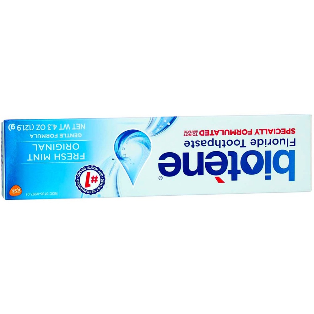 4 Pack Biotene Fluoride Toothpaste, Fresh Mint Original, 4.3 oz