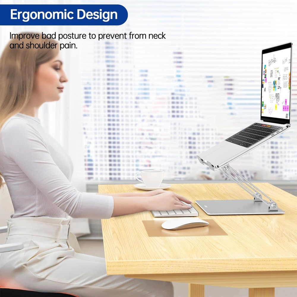 BESIGN LS10 Aluminum Laptop Stand, Ergonomic Adjustable Notebook B-Silver