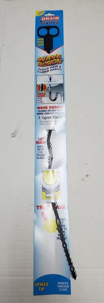 Drain Rooter 18" Snake/Wave Design & Trap Barbs Easily Pulls Hair Free/Clogs