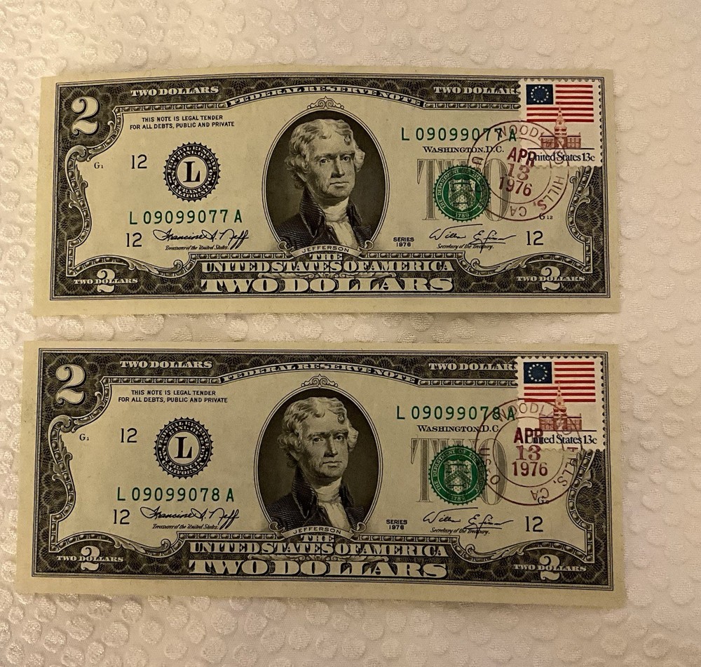 $2 Dollars Unusual Serial Number Error Double Double Double Double