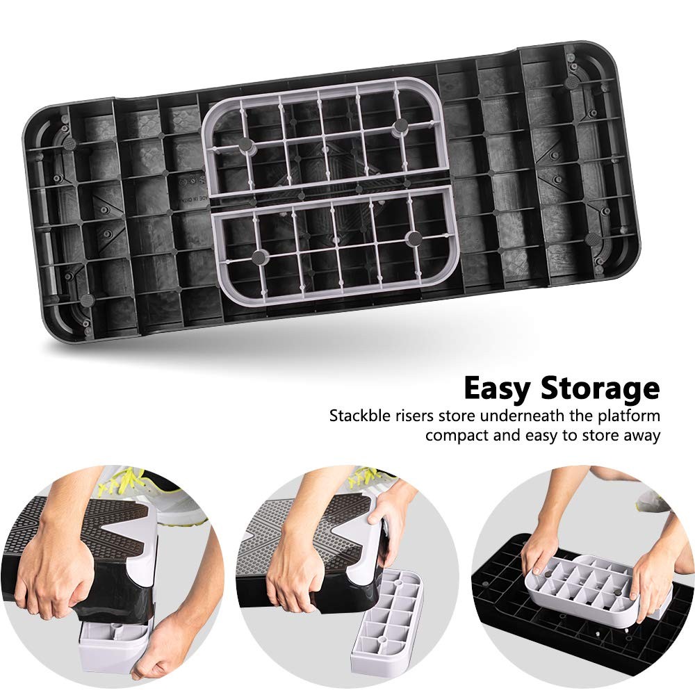 Adjustable Workout Aerobic Stepper, Aerobic Exercise Step Platform with 2 Ris...