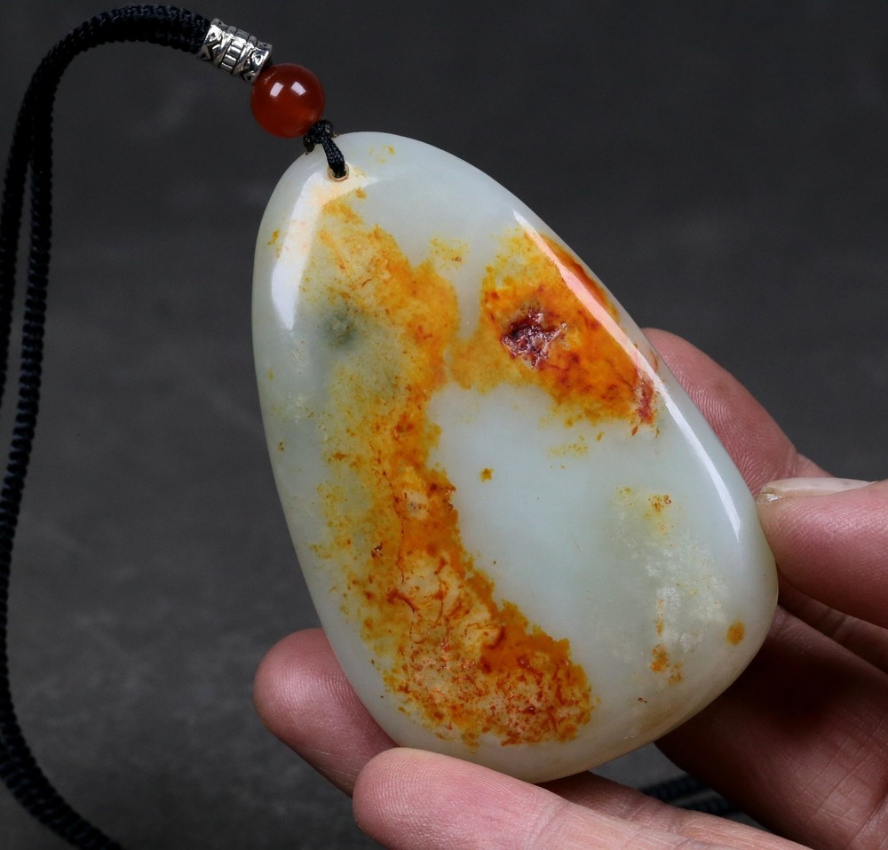 80G 100% Certified 100% Hetian jade Raw stone~和田玉油性洒金皮籽料原石