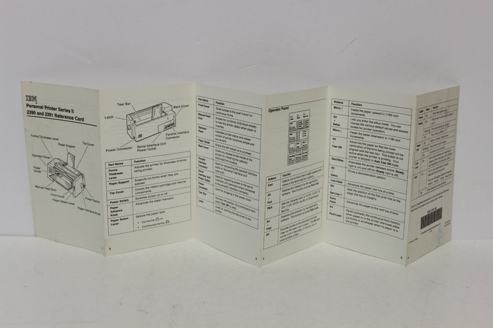 IBM PERSONAL PRINTER SERIES II 2390 & 2391 USER'S REFERENCE GUIDE MANUAL