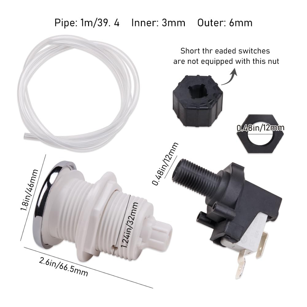1 Set Pneumatic Switch for Garbage Disposal 16A On Off Push Button Switch for...