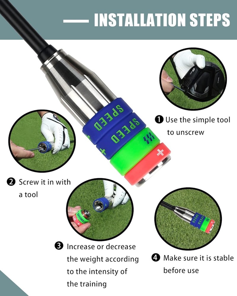 Golf Swing Speed Trainer Adjustable,Training Equipment Three Weight