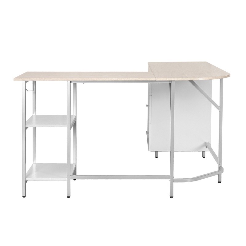L Shaped Computer Desk W/ Storage Drawers Adjustable Open Shelves Efficiency New