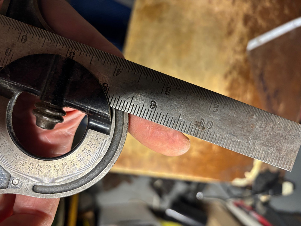 Starrett No. 492 Protractor, 12" Rule & Combination Square.