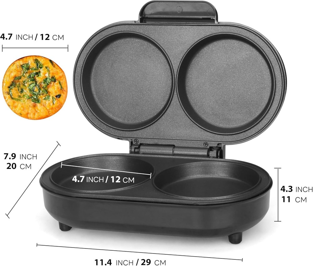 Electric Double Omelette Maker with Non-Stick Coating - Quick Breakfast Solution