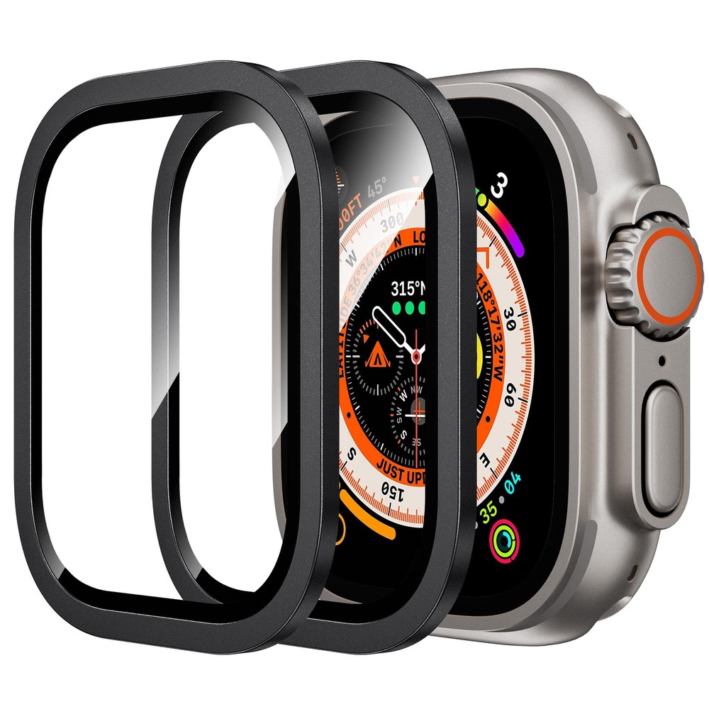 For Watch Ultra 49mm Frame Full Case Tempered Glass Screen Protector 1-3 Pack