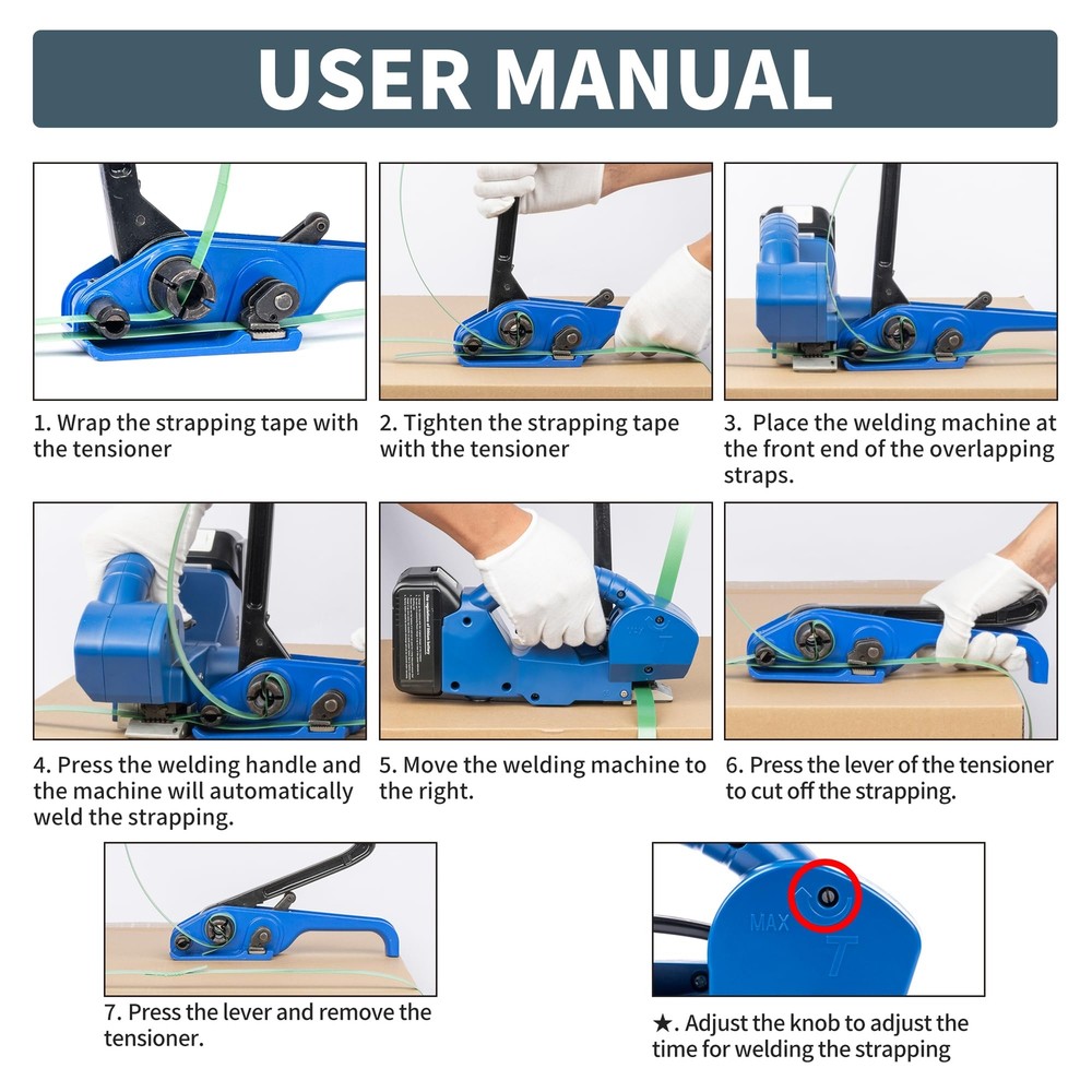 U.S. Solid Semi-Automatic Strapping Machine Tools for 1/2-3/4 in PP PET Straps