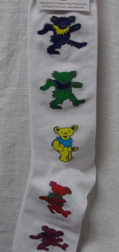 GRATEFUL DEAD DANCING BEAR SOCKS MENS WHITE