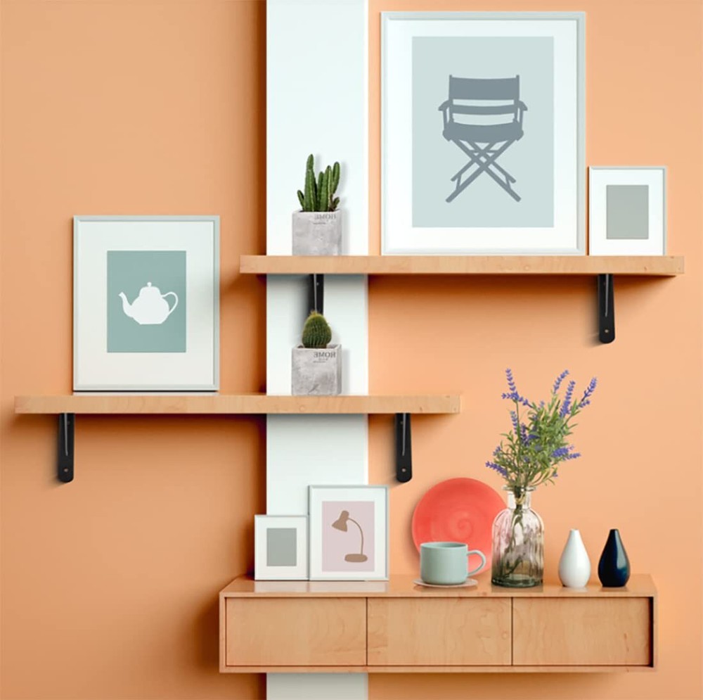 Black Folding Shelf Brackets Max. Load 220 lb Heavy Duty DIY Wall Mounted She...