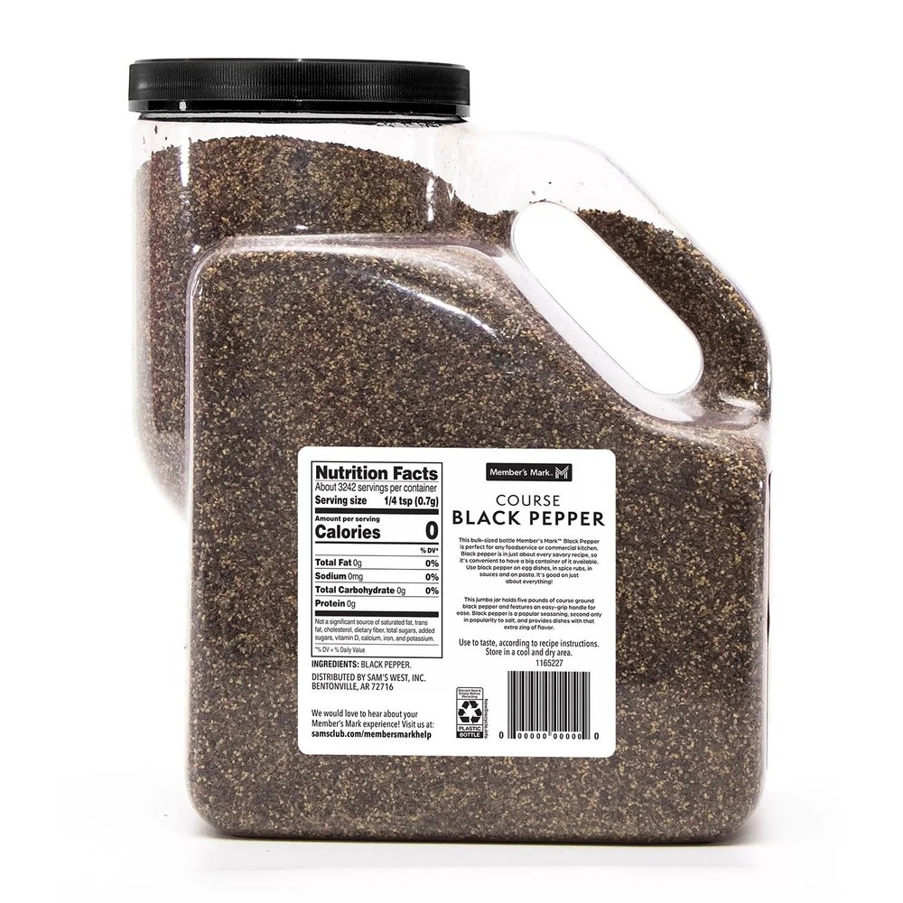 2 Pack Member's Mark Coarse Black Pepper, 5 Pounds