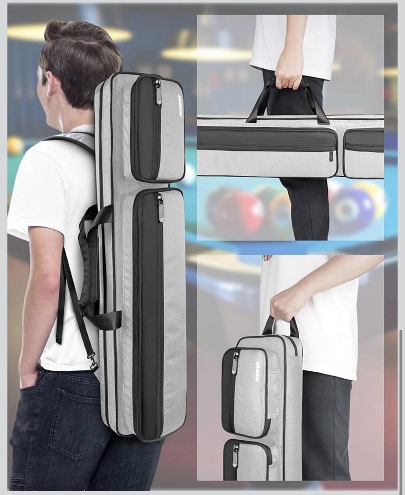 Pool Cue Case Backpack 4x5 Billiard Stick Holder Multi Pocket New