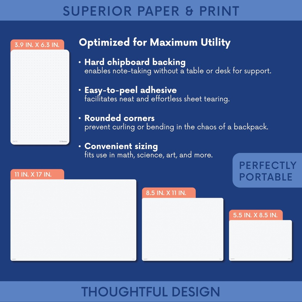 Notsu Dot Grid Small Desk Notepad 2 Pack | Minimalist Dotted Memo Note Pads w...