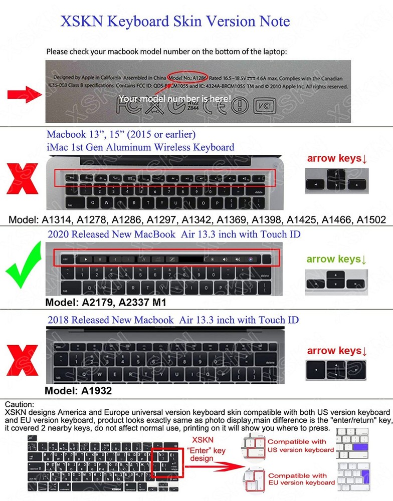 XSKN Shortcut Function and Language Series Silicone Keyboard Cover Skin for 2...