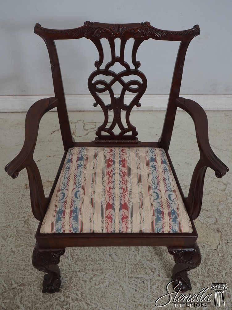70900: Pair BAKER Ball & Claw Rococo Mahogany Armchairs