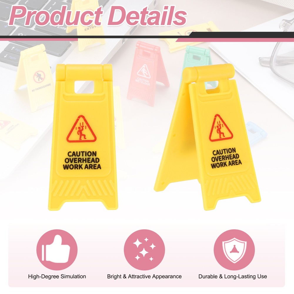 Miniature Warning Sign, Caution Overhead Work Area Signs (Yellow, 2pcs)