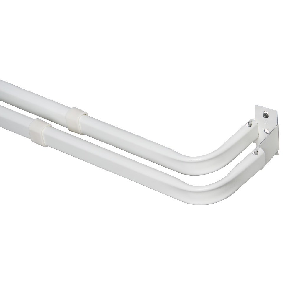 (2 pack) 2-3" Basic Metal Wrap Around Adjustable Double Curtain Rod, 28-48"