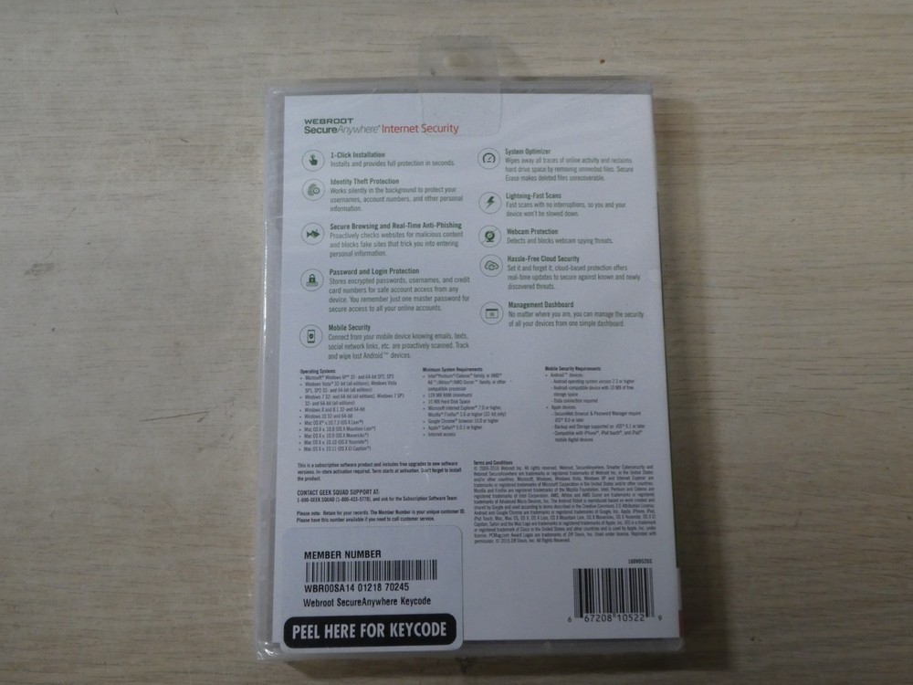 Webroot Secure Anywhere Internet Security Smarter Cybersecurity PC Mac Brand New