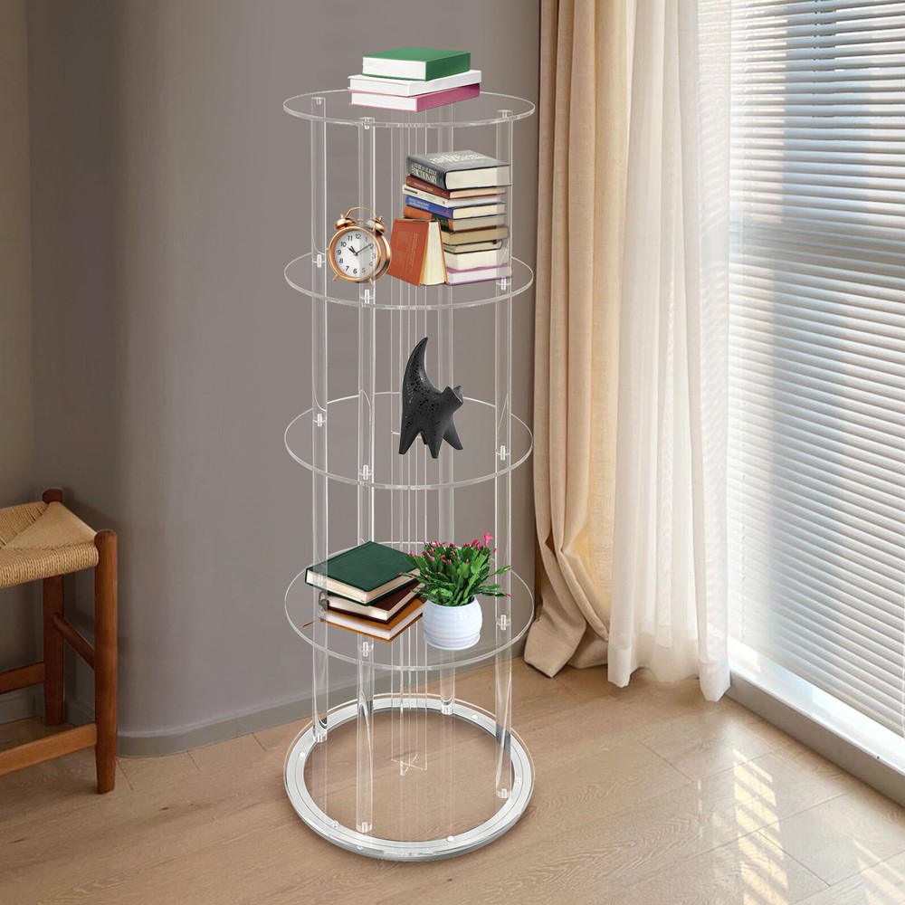 5-Tier Rotatable Acrylic Bookshelf – Stylish & Space-Saving Design