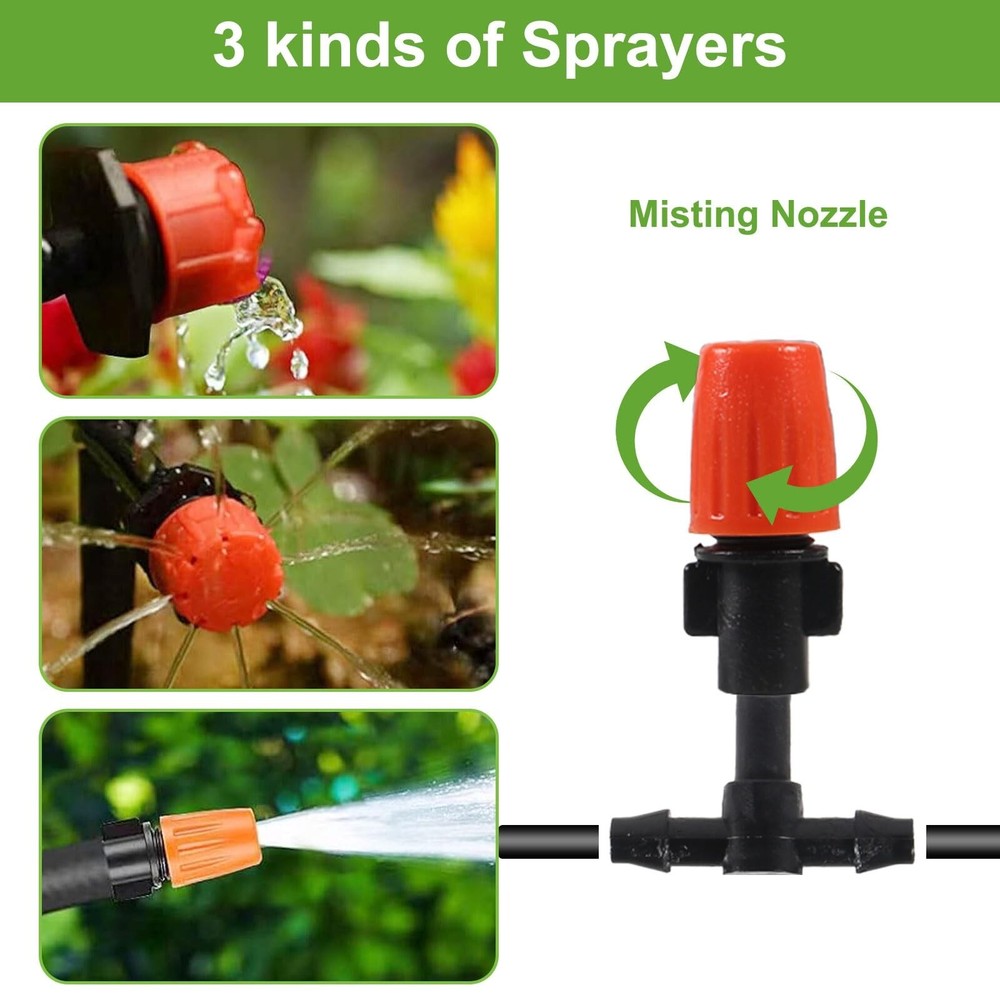 98FT Drip Irrigation System, Micro Garden Drip Irrigation System with 1/4 inc...