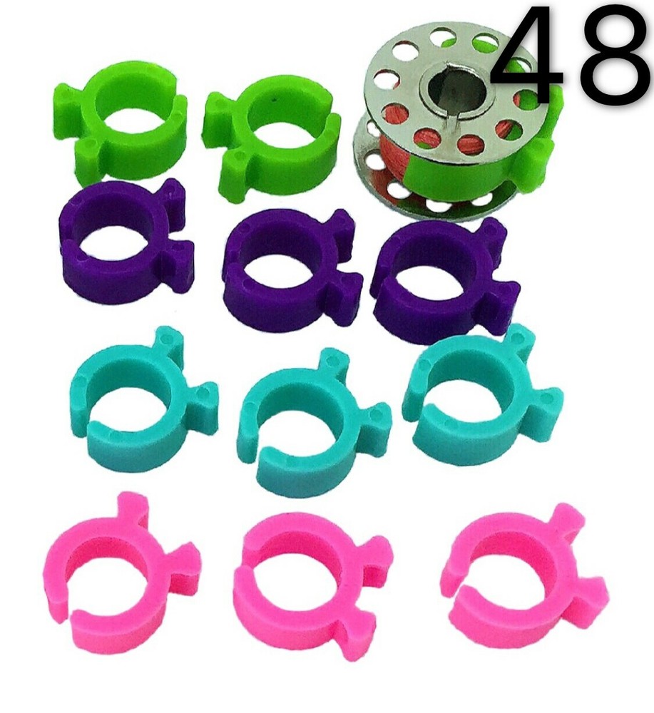 PeavyTailor 48Pcs (#12) Bobbin Holders Thread Clips Spool Huggers for Embroidery