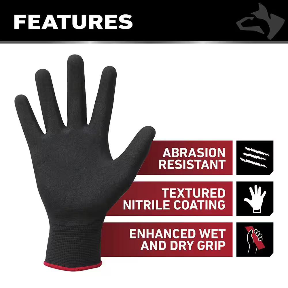 Large Textured Nitrile Grip Gloves (6-Pack)