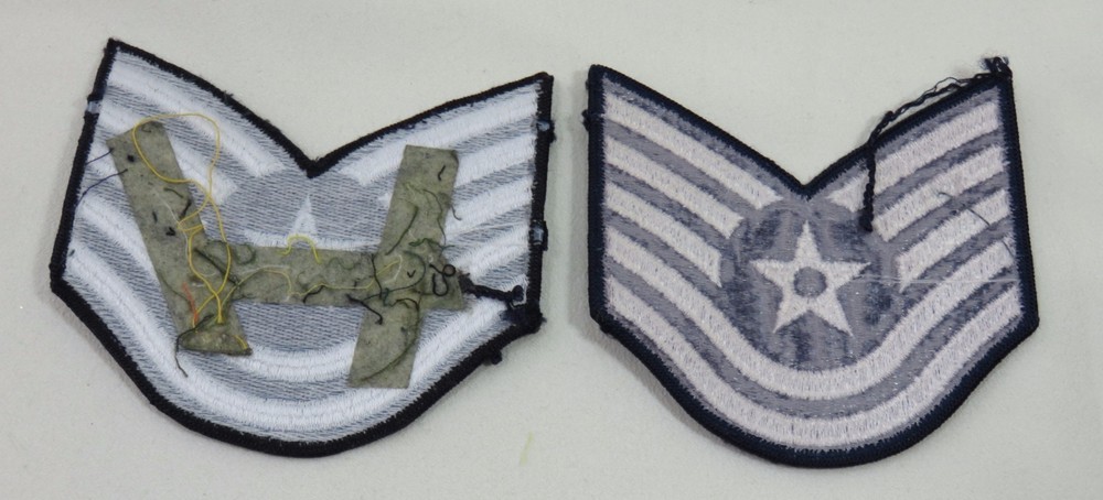 United States Air Force Technical Sergeant E - 6 Chevron 2 Patches Blue & White