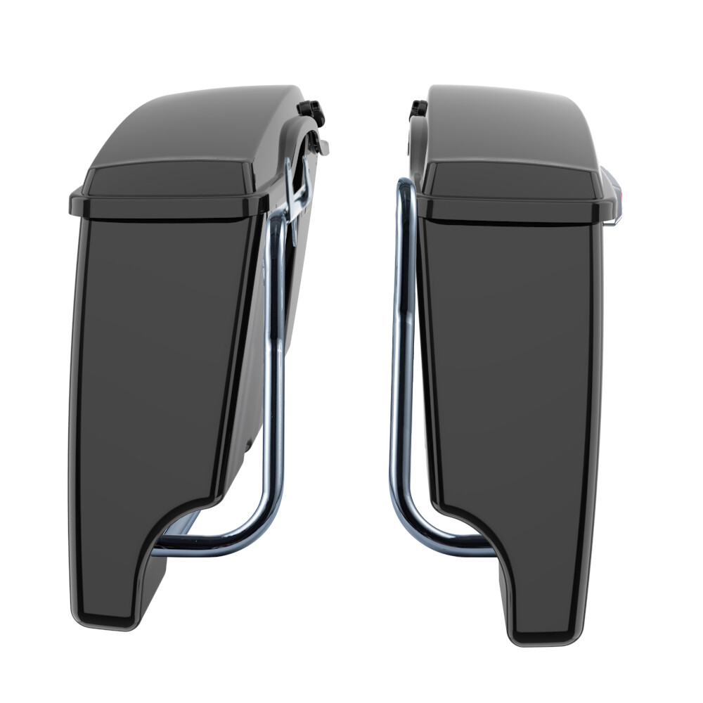 Vivid Black Stretched Saddlebag Conversion Kit Latch Hardware For 94-17 Softail