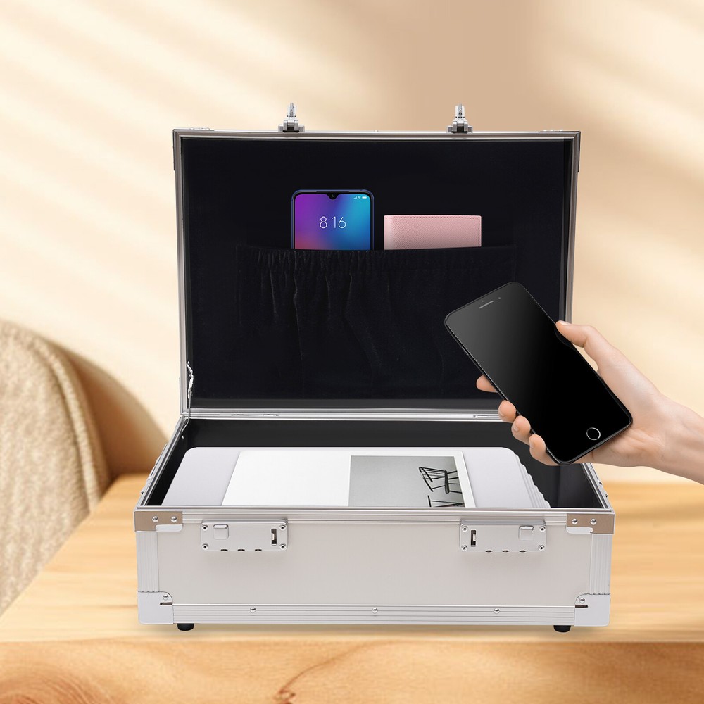 Large Portable Locking Storage Box for Filing Letters & Documents w/Lock Silver