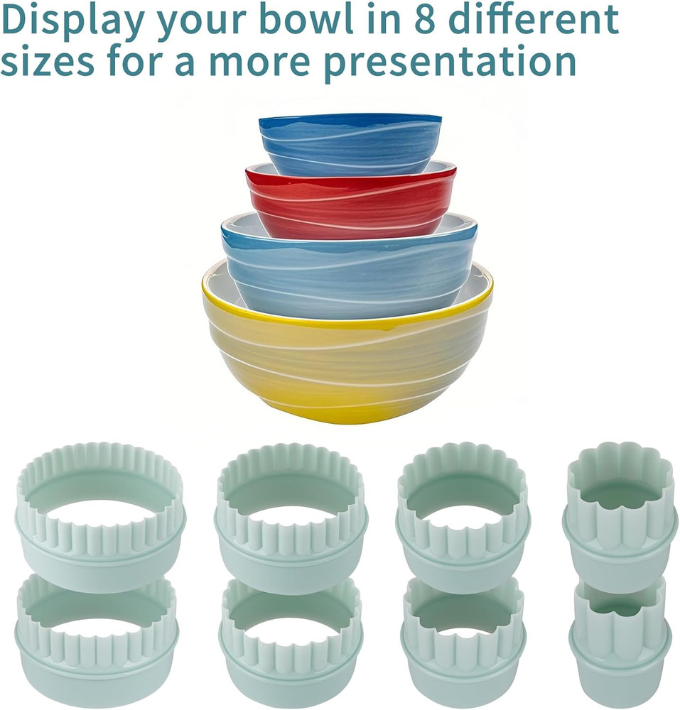 2 Sets Display Stands for Pyrex Bowls 16Pcs, Stacker Rings for Cabinet Organizer