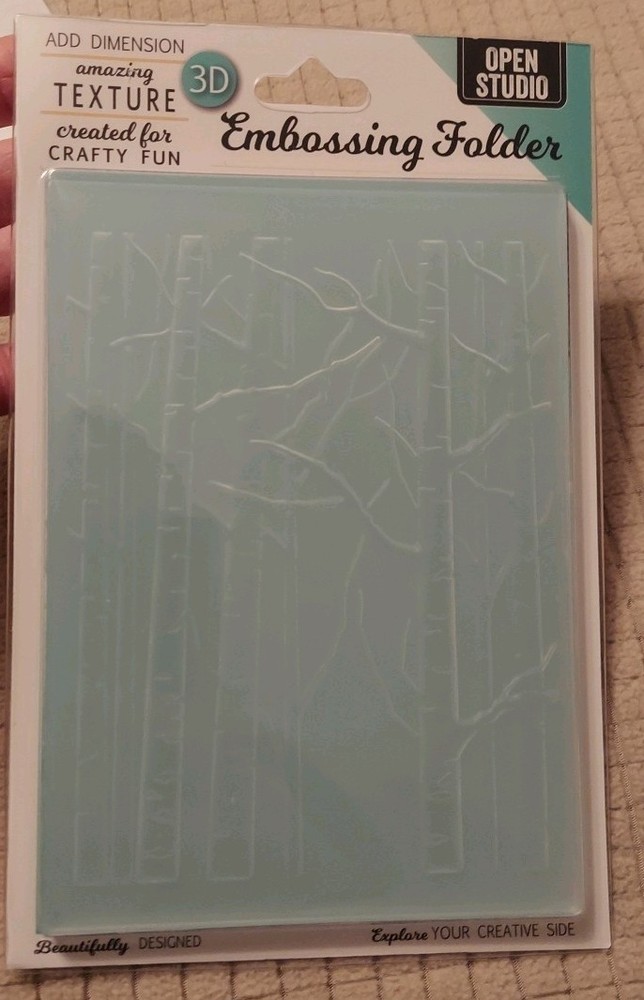 Open Studio 2023 "Birch Tree Forest" 3D Embossing Folder NIP  4.5"x5.75"