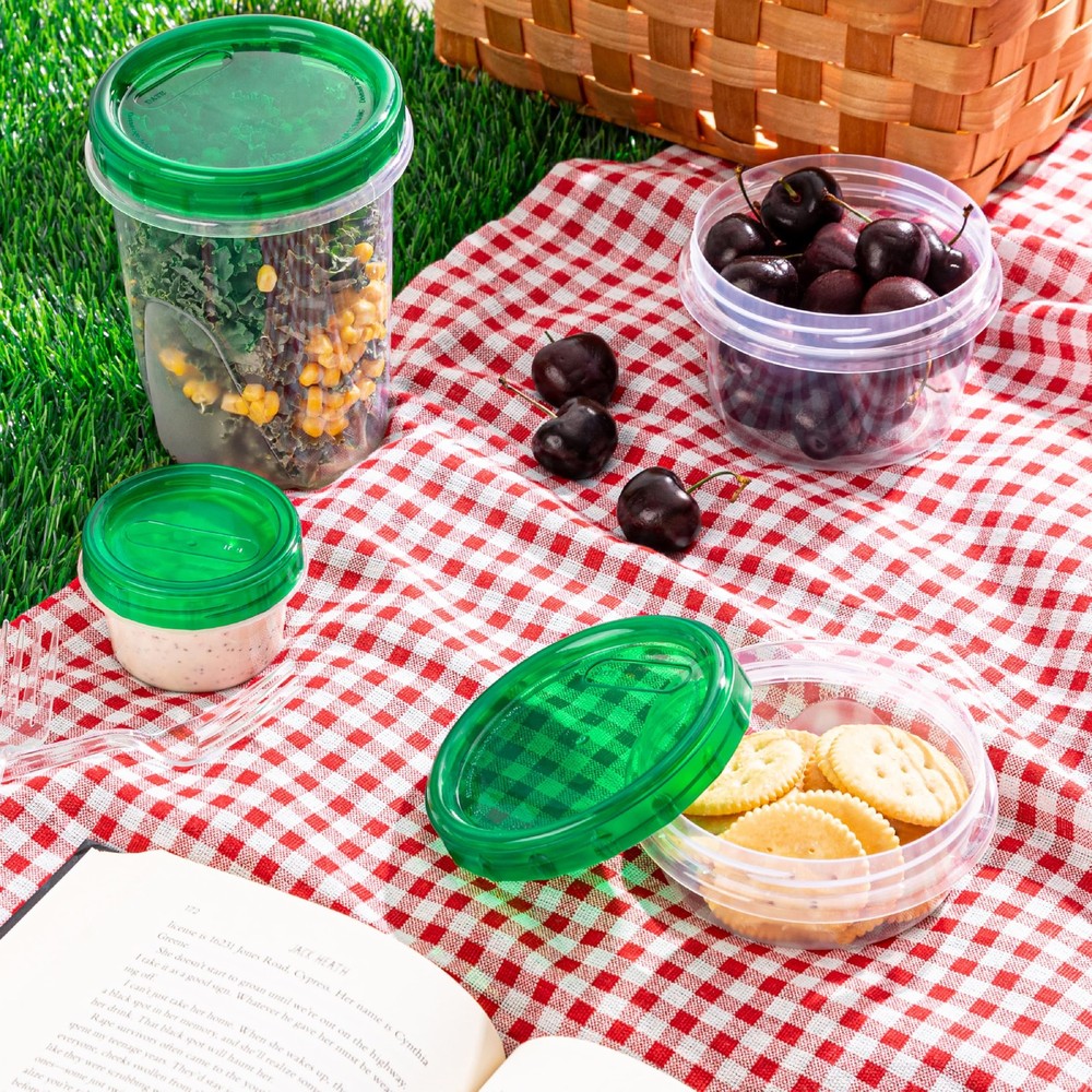 PLASTICPRO 24 Pack Twist Top Food Storage Containers Assorted Sizes