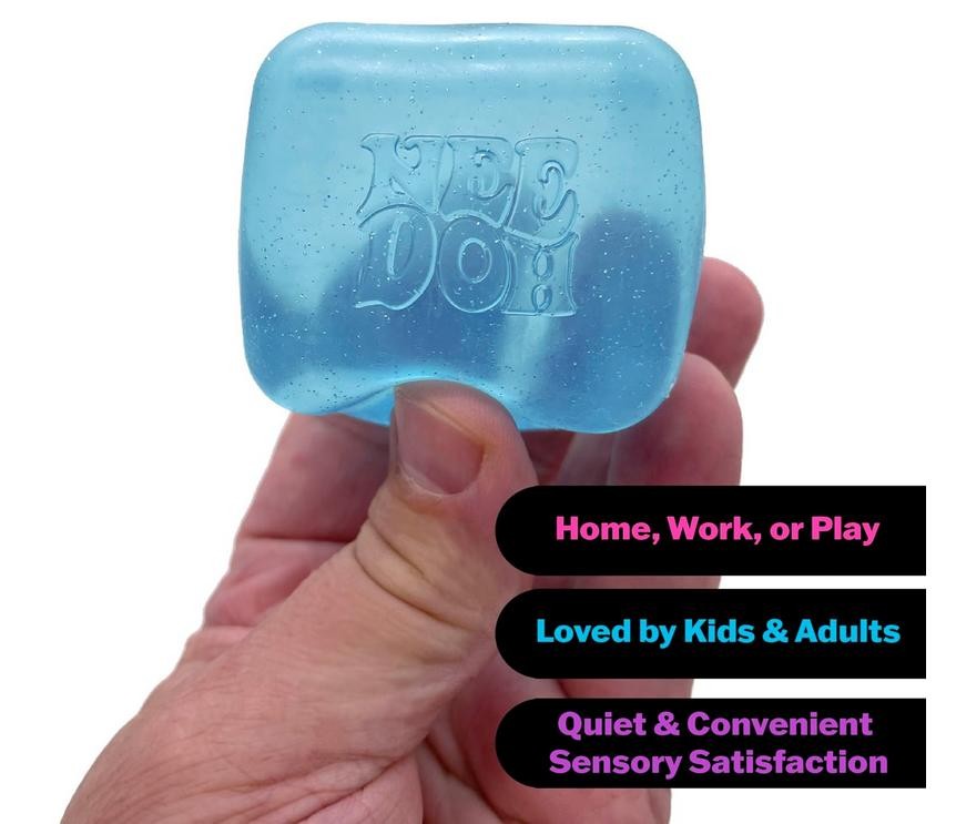 Schylling Needoh Nice Cube Sensory Toy with a Super Solid Squish BLUE
