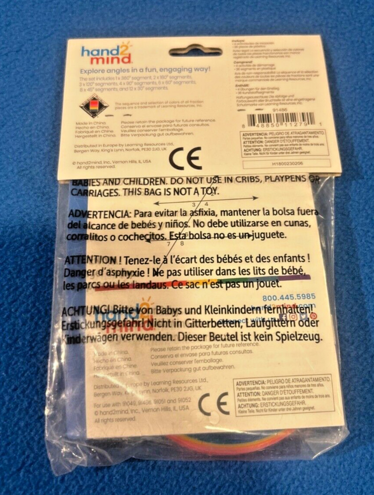 Hand2Mind Rainbow Angle Circles Visual Geometry 36 Pieces, 4 Activities, Plastic