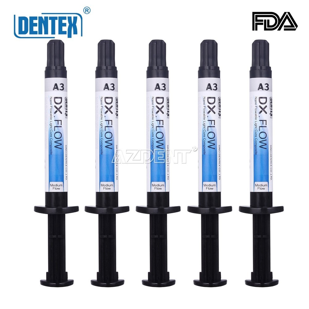 Dental Light Cure Flowable Composite Resin A3 Medium Flow 3g/Syringe DX.FLOW
