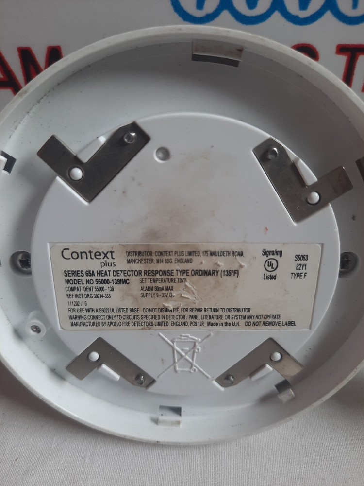 APOLLO 55000-139IMC CONTEXT PLUS SERIES 65A HEAT DETECTOR WITH BASE
