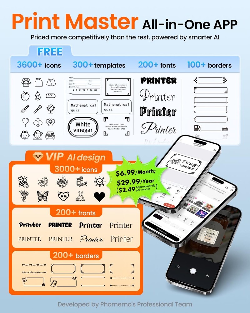 Label Maker Machine with 3 Tapes, M100 Bluetooth Label Printer, Versatile App...