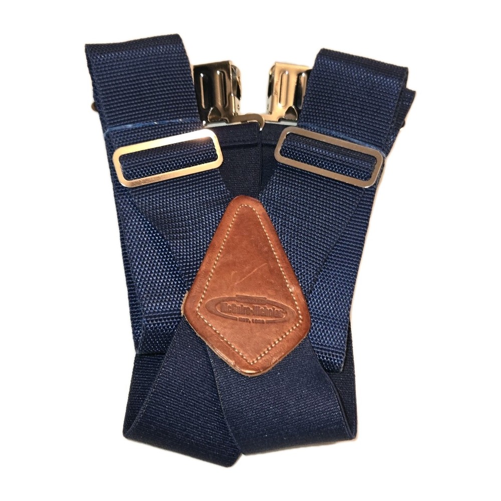 New McGuire-Nicholas Adjustable Elastic Solid Blue Suspenders • S-XL • EUC