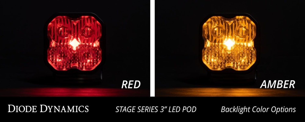 Diode Dynamics SS3 White Pro LED Pod (pair) Combo Optic w/amber backlight