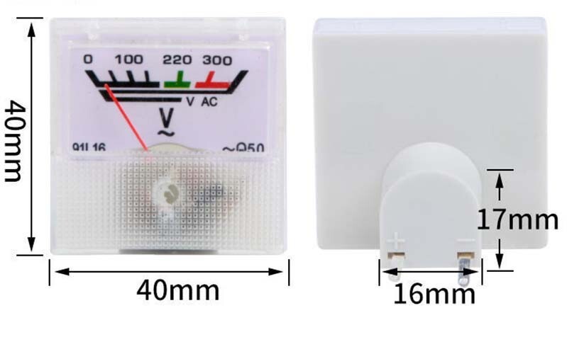 1PCS DC/AC 0-300V Class 5.0 Accuracy Square Plastic Voltage Meter Voltmeter