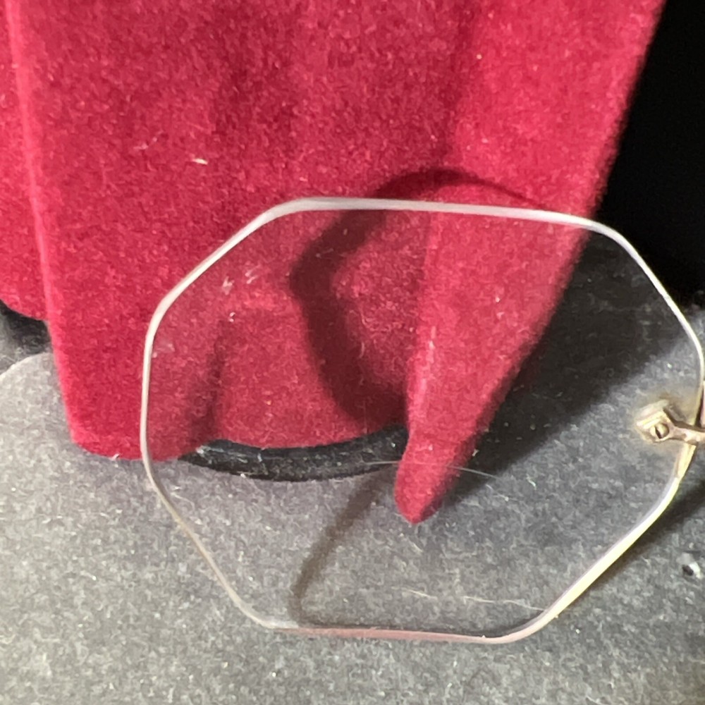 Antique rimless gold filled eyeglasses with case