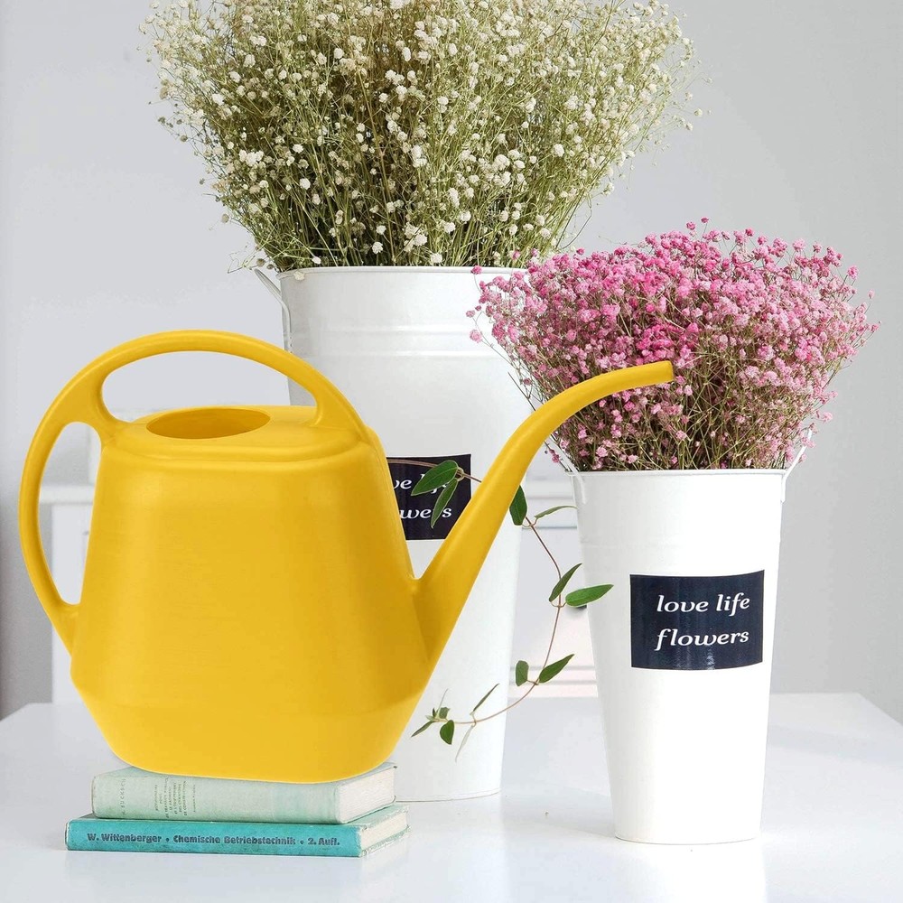 Fasmov 1 Gallon Yellow Plastic Watering Can