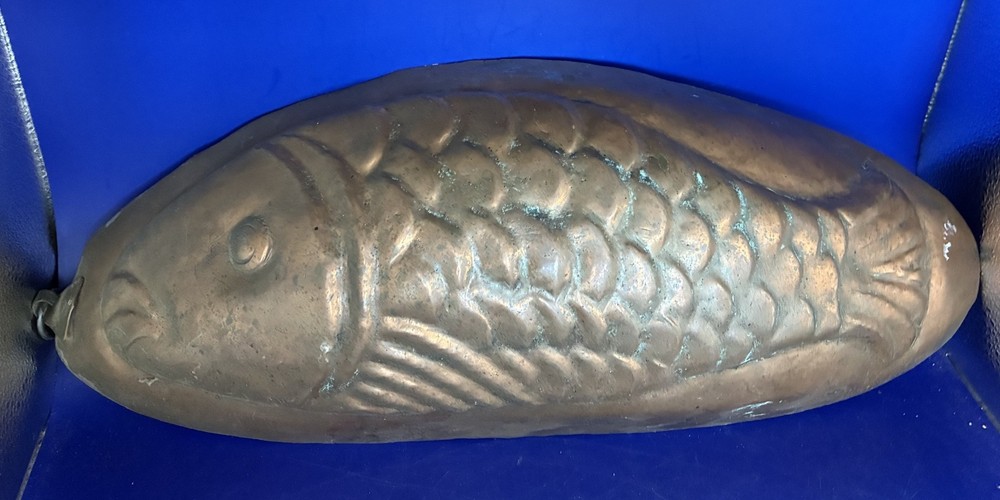 Large Hand Made Copper Tin Lined Fifsh Mold