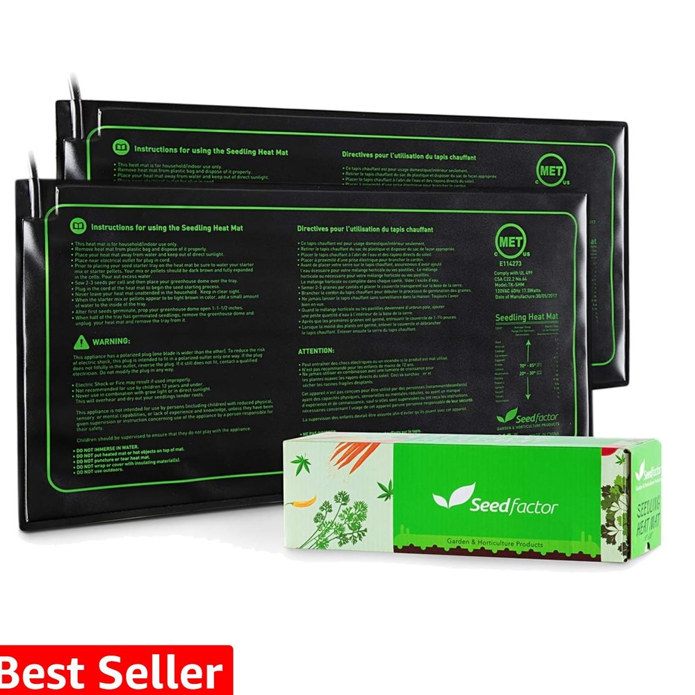 MET Certified 2 Pack Seedling Heat Mat, Waterproof Durable Germination Statio...