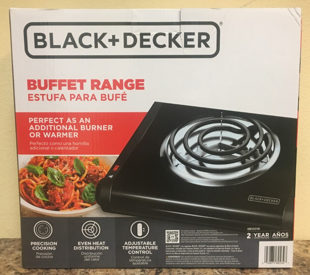 Black+Decker SB1001B Black Single Burner Buffet Range