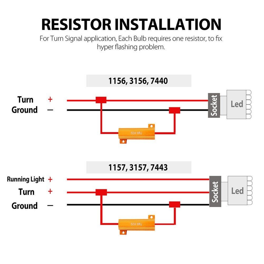 2pcs Load Resistor 50W 6RJ 6ohm LED Decoder FIX Hyper Flash Turn Signal Blinker
